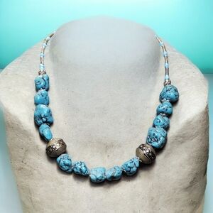 Vtg. Natural Turquoise Nuggets Necklace